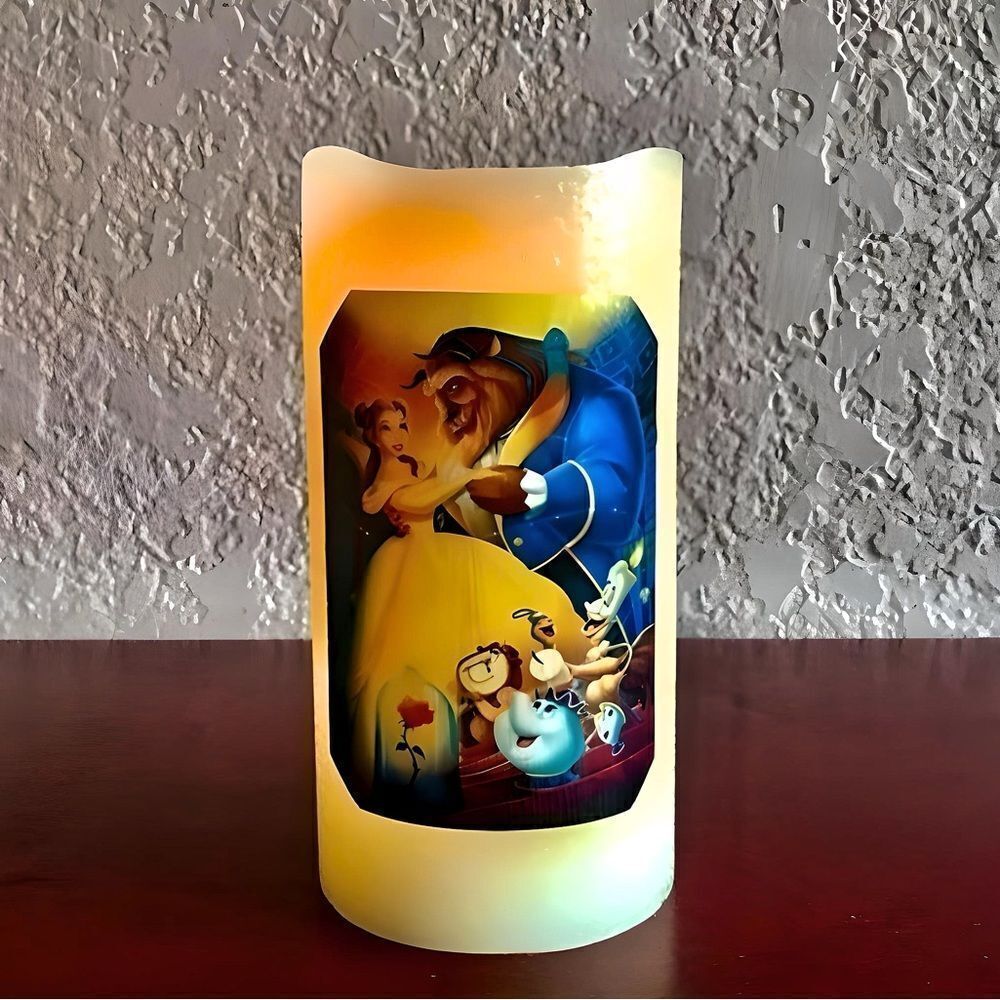 *30off3* NWT. 🕯Beauty and the‎ Beast Flameless Candle with Timer